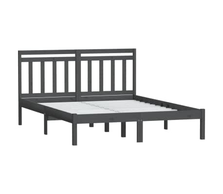 vidaXL Bed Frame Grey 135x190 cm Double Solid Wood