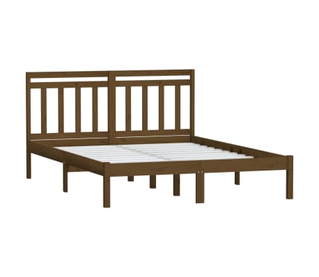 vidaXL Sengeramme honningbrun 135x190 cm Double heltre