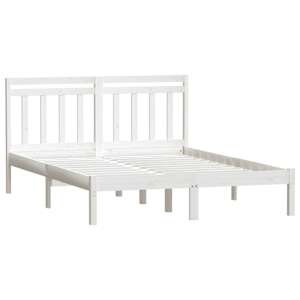 vidaXL sengeramme 140x190 cm massivt fyrretræ hvid