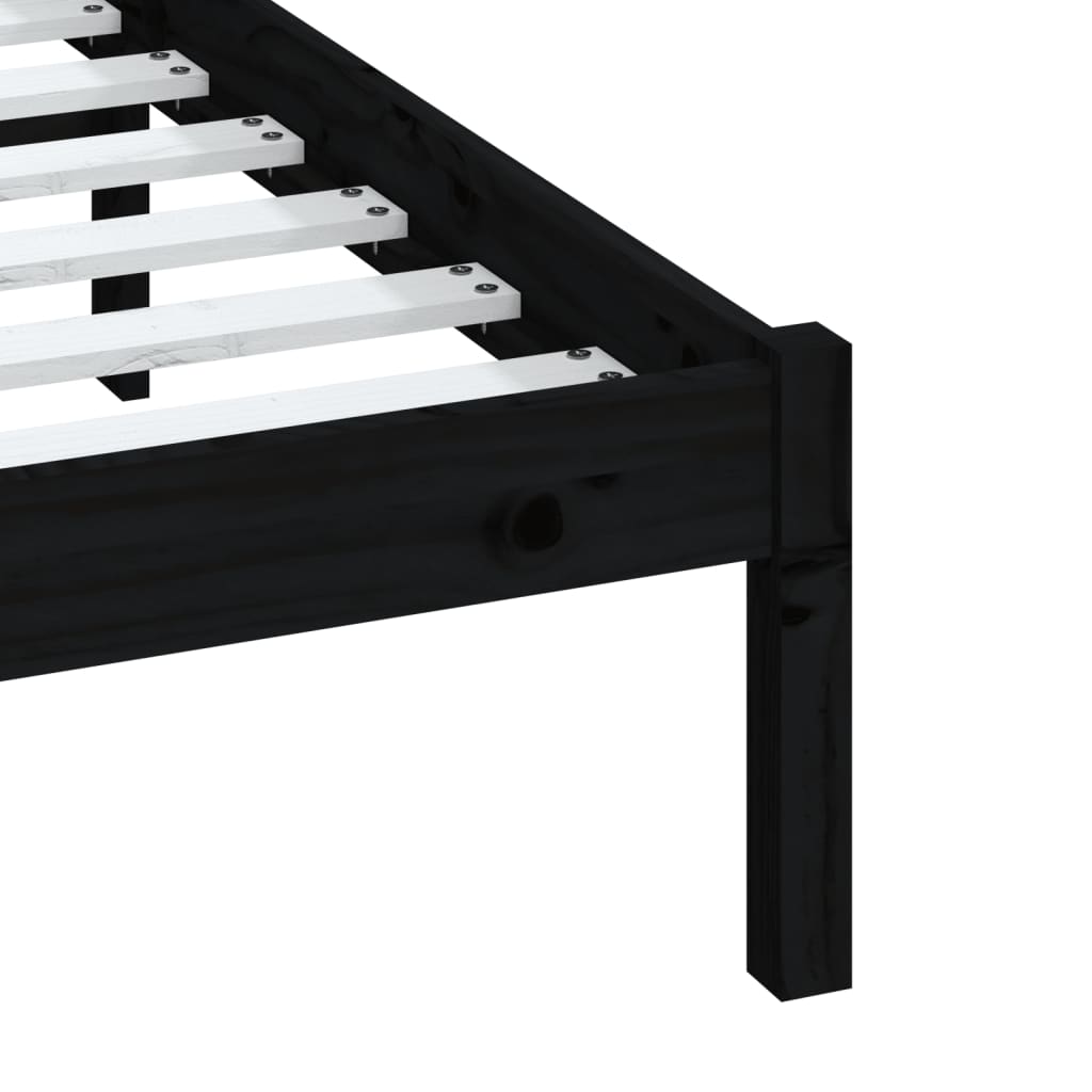 Cadru pat, negru, 140x190 cm, lemn masiv de pin