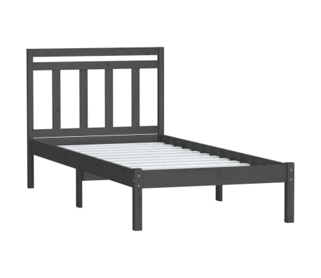 vidaXL Lovos rėmas, pilkos spalvos, 90x200cm, pu&scaron;ies medienos masyvas