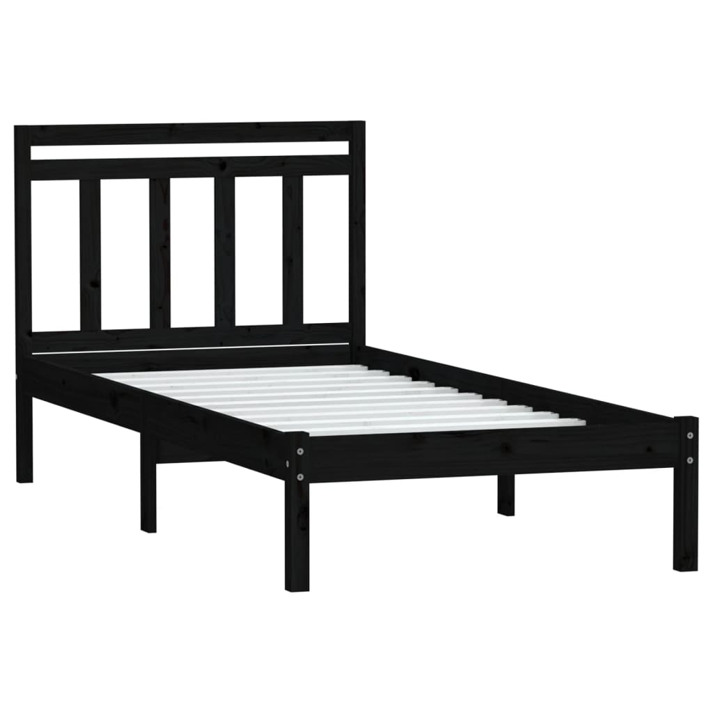 

vidaXL Bedframe massief grenenhout zwart 90x200 cm