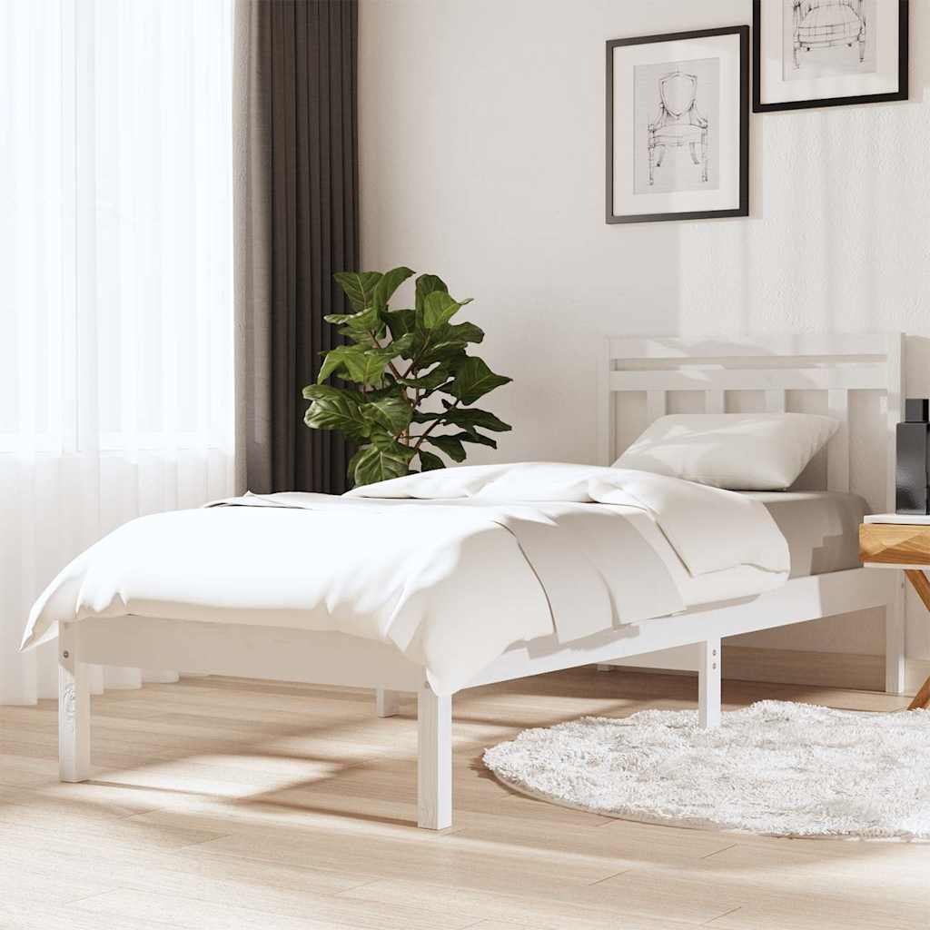 vidaXL Rama ��ka, bia�a, lite drewno sosnowe, 100 x 200 cm