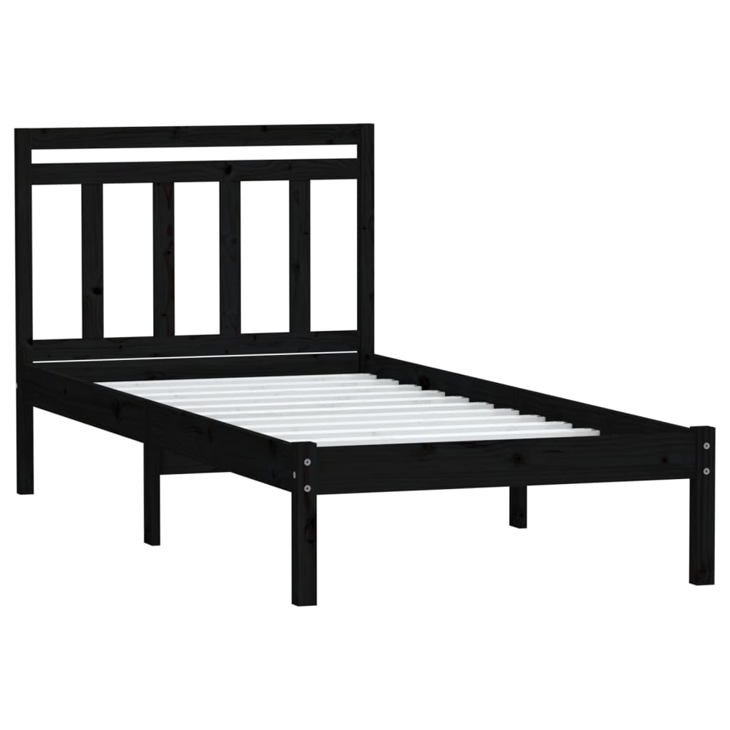 

vidaXL Bedframe massief grenenhout zwart 100x200 cm