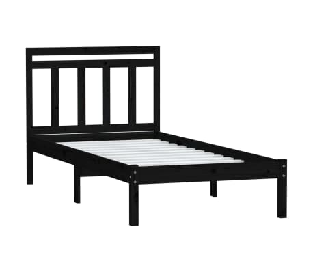 vidaXL Sengeramme svart heltre furu 100x200 cm
