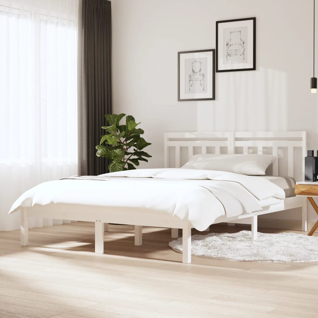 Estructura cama metal con cabecero y pie cama blanca VIDA XL (90x190 cm)