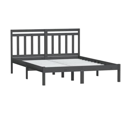 vidaXL Рамка за легло, сива, бор масив, 140x200 см