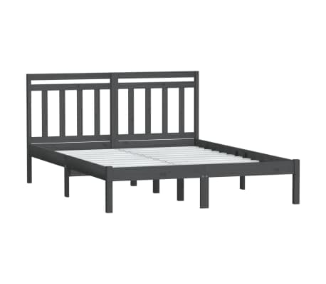 vidaXL Bed Frame Grey Solid Wood Pine 140x200 cm