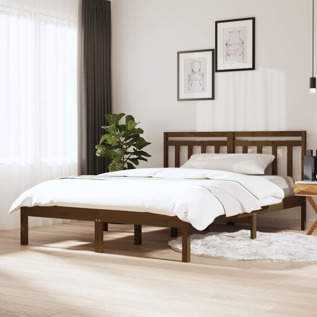 Rám postele medově hnědý masivní borovice 140 x 200 cm
