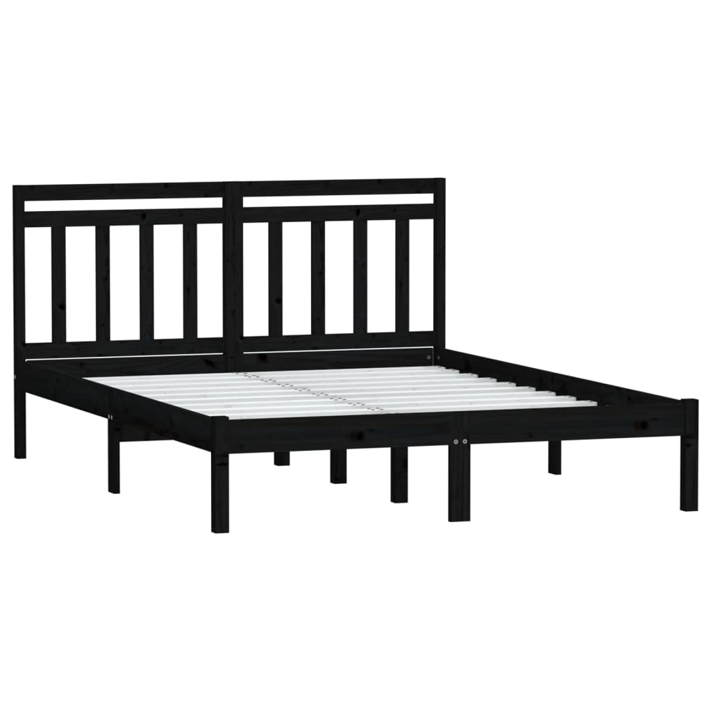 

vidaXL Bedframe massief grenenhout zwart 140x200 cm