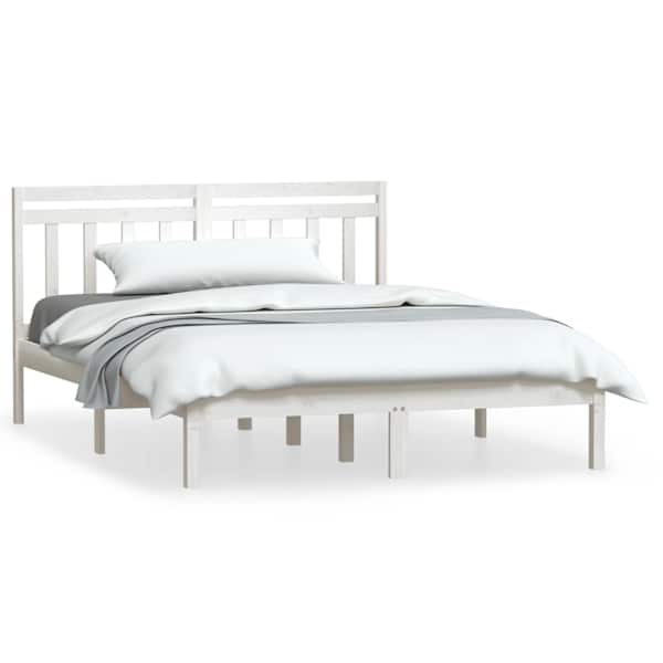 vidaXL voodiraam, valge, 150 x 200 cm, m&auml;nnipuit