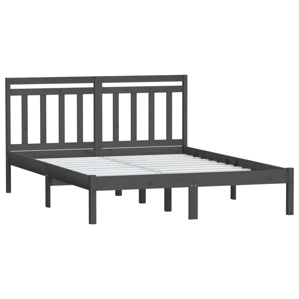 

vidaXL Bedframe massief hout grijs 150x200 cm 5FT king size