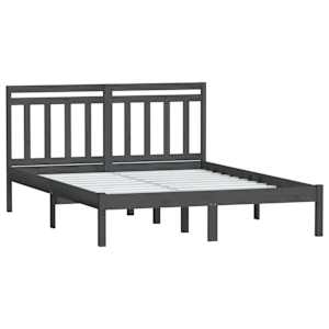 vidaXL Bed Frame without Mattress Grey King Size Solid Wood