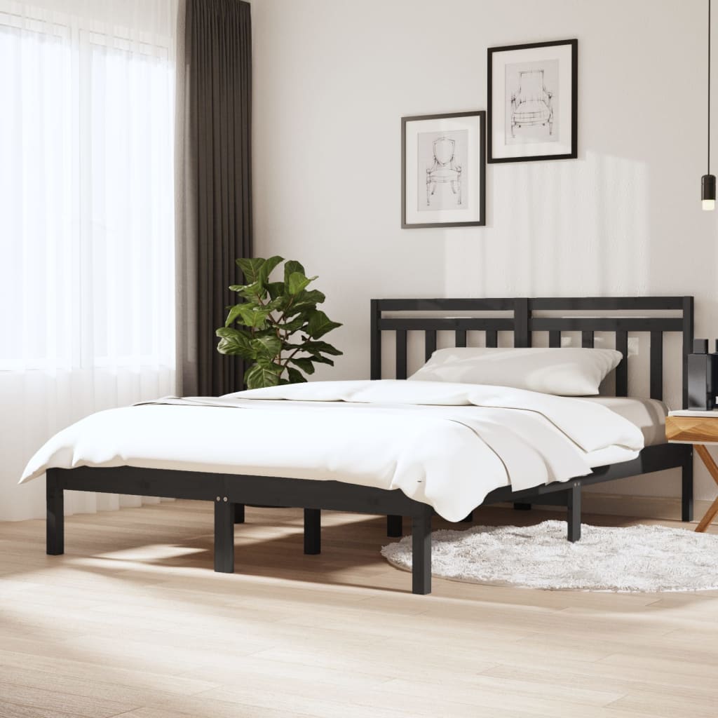 vidaXL Rám postele šedý masivní dřevo 150 x 200 cm King Size