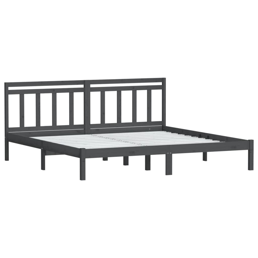 vidaXL Bed Frame without Mattress Grey Solid Wood 160x200 cm (810029+814106)