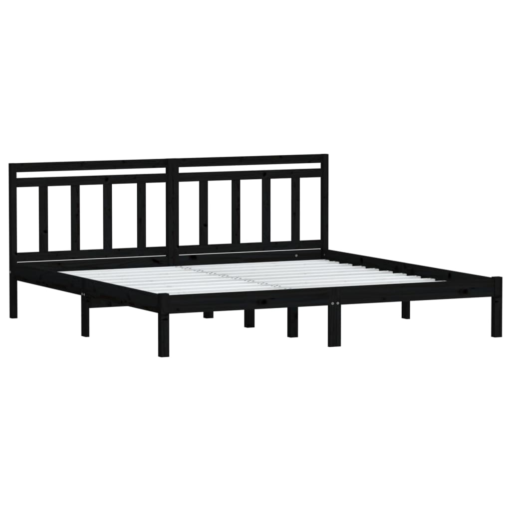 vidaXL Bed Frame Black Solid Wood Pine 160x200 cm