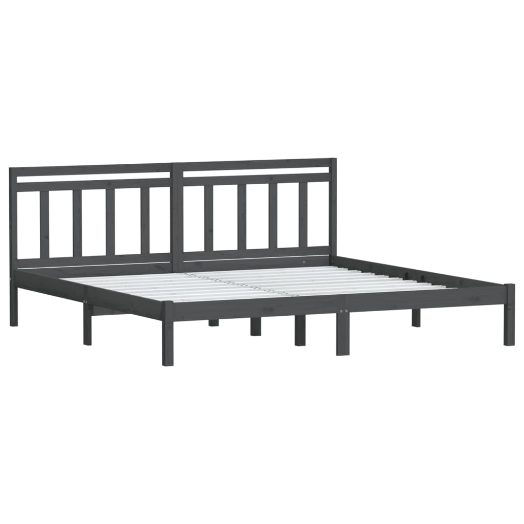 

vidaXL Bedframe massief hout grijs 180x200 cm 6FT super king