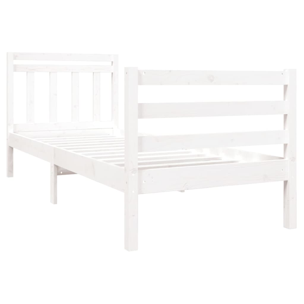 

vidaXL Bedframe massief hout wit 75x190 cm 2FT6 Small Single