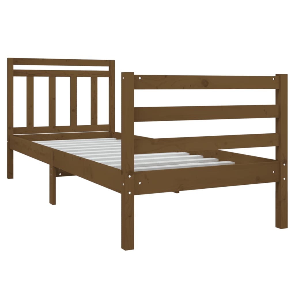 vidaXL Bedframe massief hout honingbruin 90x190 cm 3FT Single