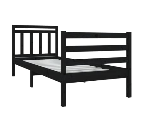 vidaXL Cadre de lit Noir Bois massif 90x190 cm Simple