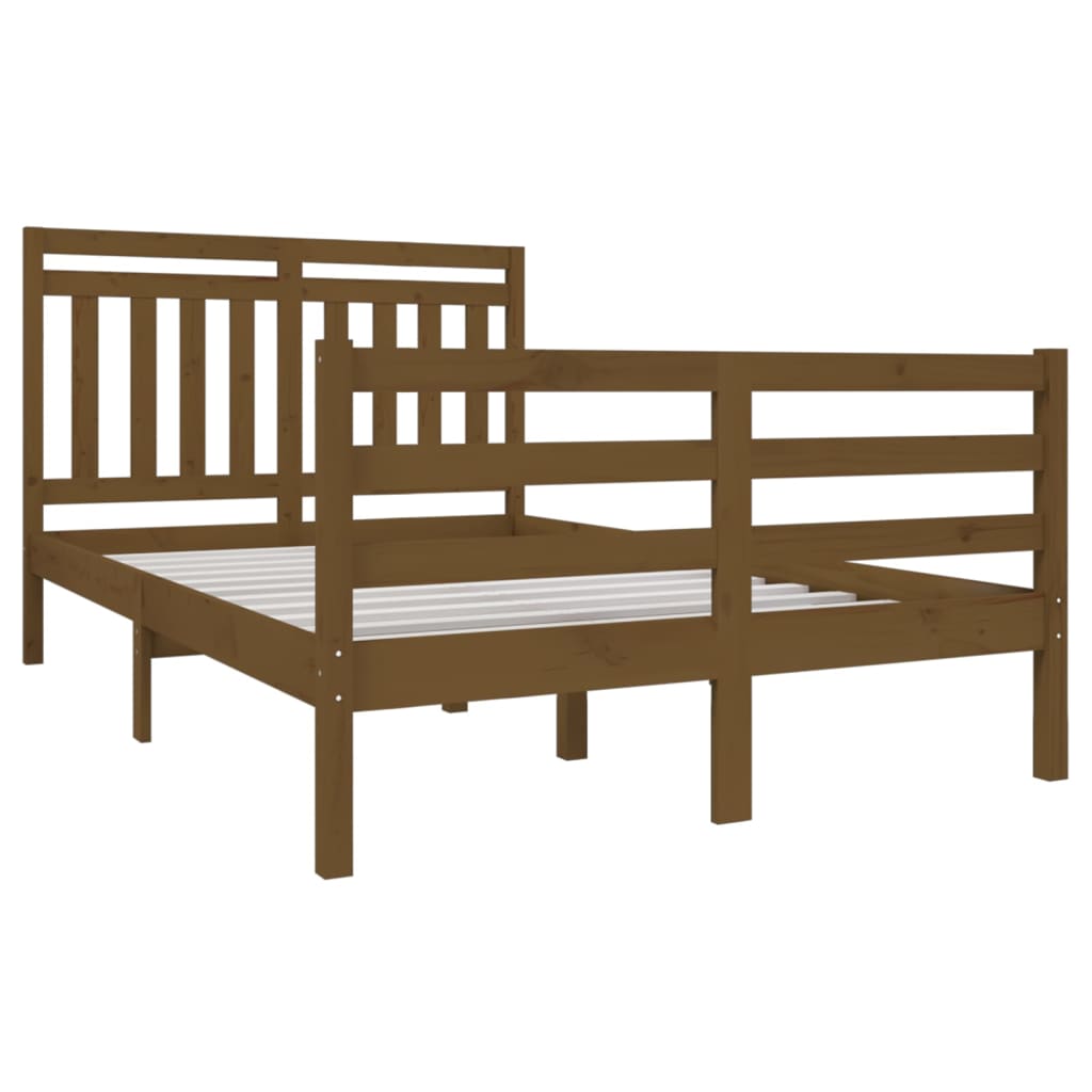 vidaXL Bed Frame without Mattress Honey Brown Small Double Solid Wood