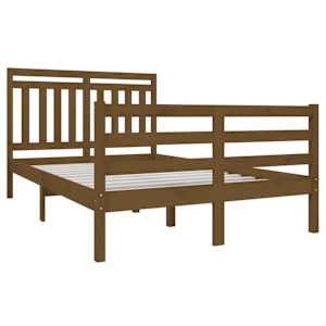 vidaXL Sengeramme honningbrun 120x190 cm Small Double heltre