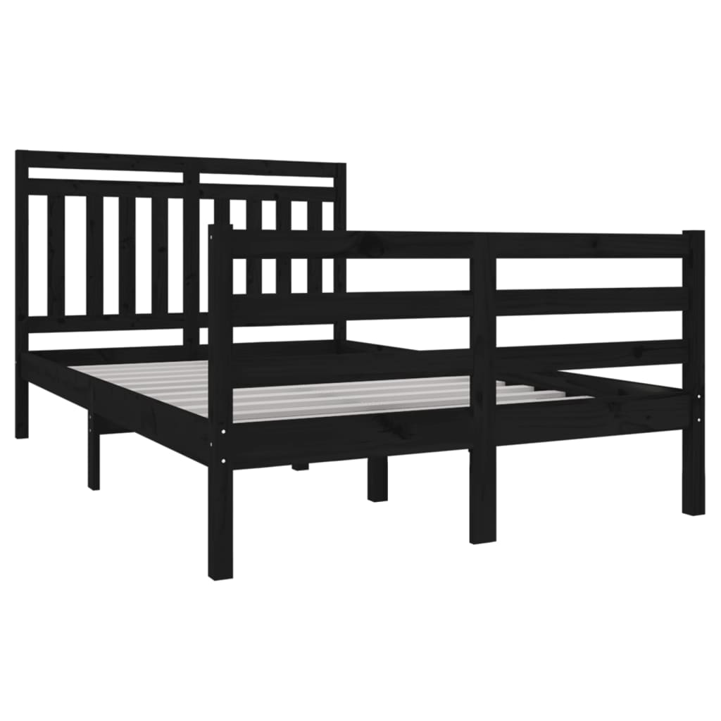 

vidaXL Bedframe massief hout zwart 120x190 cm 4FT Small Double