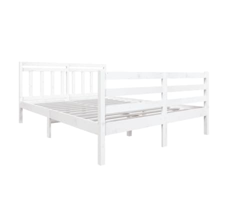 vidaXL Estrutura de cama casal 135x190 cm madeira maciça branco