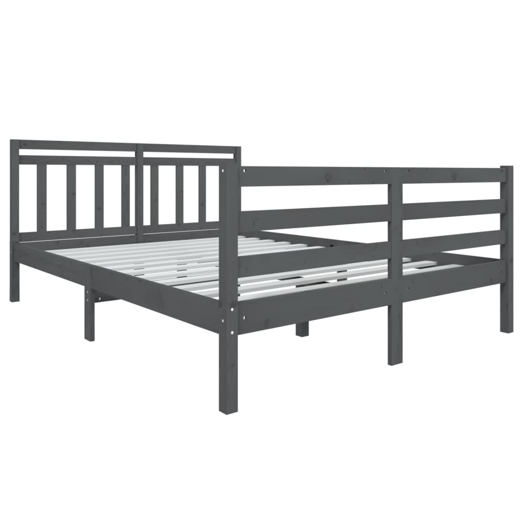 

vidaXL Bedframe massief hout grijs 140x190 cm