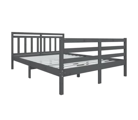 vidaXL Sengeramme gr&aring; heltre 140x190 cm