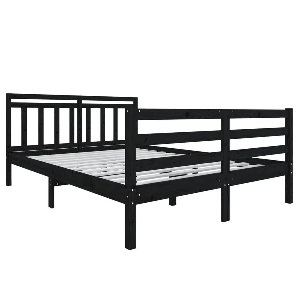 

vidaXL Bedframe massief hout zwart 140x190 cm