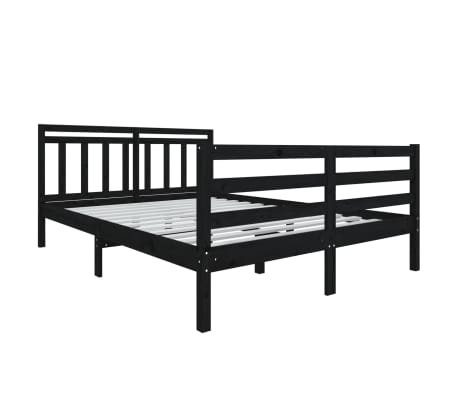 vidaXL Bedframe massief hout zwart 140x190 cm