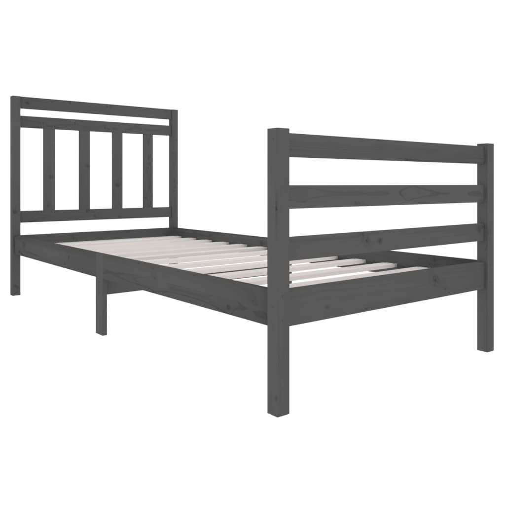 

vidaXL Bedframe massief hout grijs 90x200 cm