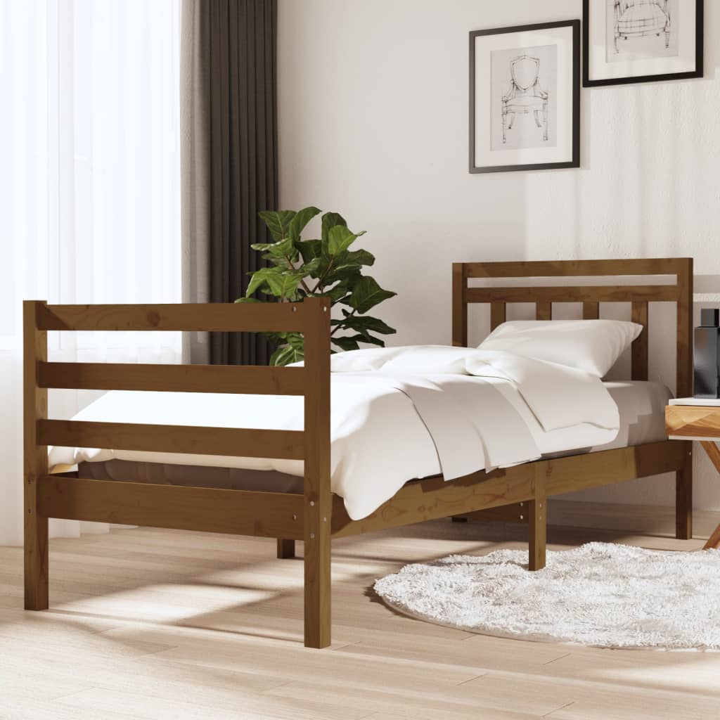 Rám postele medově hnědý masivní dřevo 90 x 200 cm