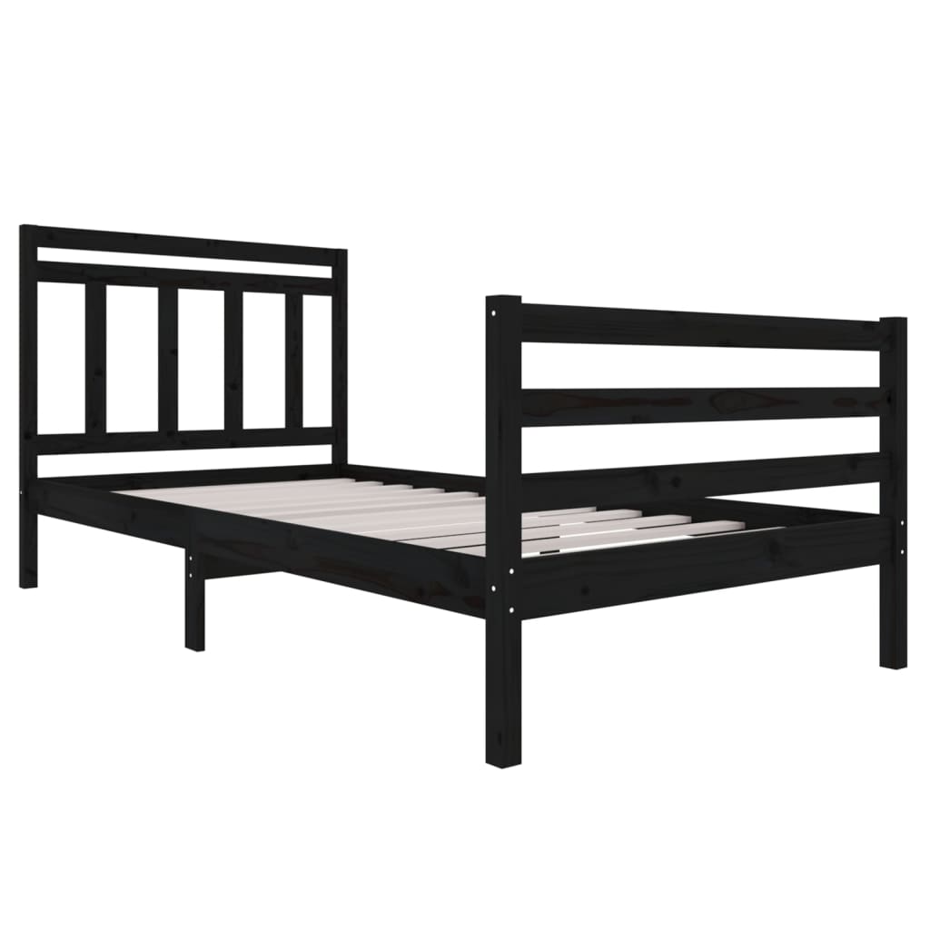 vidaXL Estructura de cama sin colchón madera maciza negro 100x200 cm