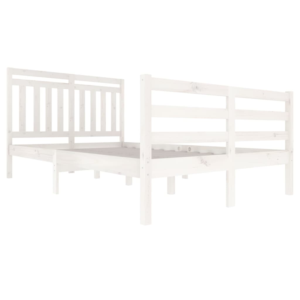 vidaXL Bed Frame without Mattress White Solid Wood 120x200 cm (810426+814085)