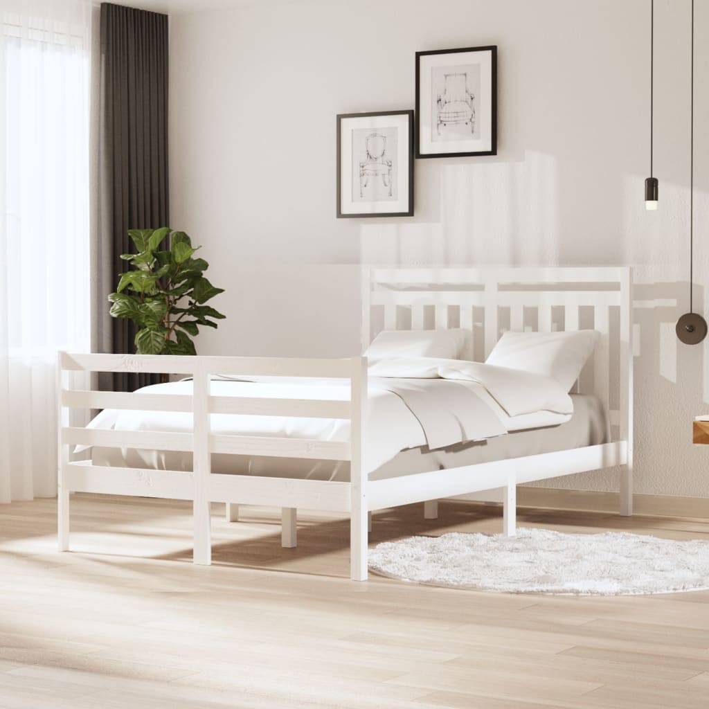 vidaXL Cadru de pat, alb, 120×200 cm, lemn masiv vidaXL