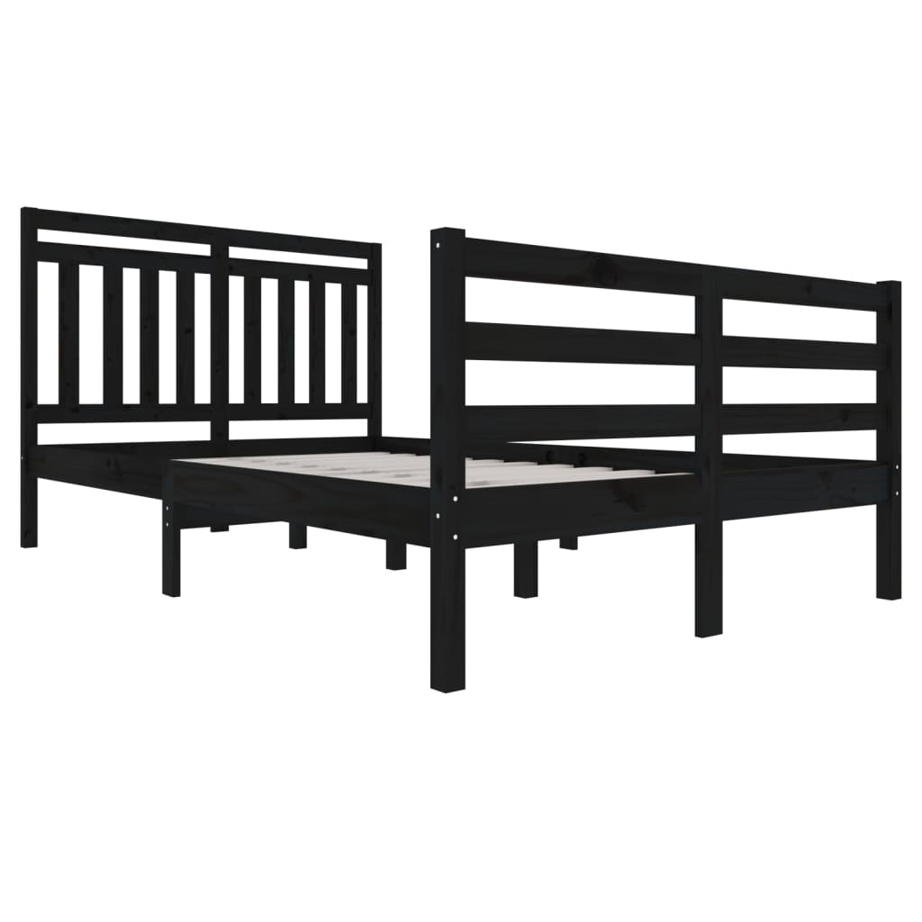 vidaXL Cadre de lit sans matelas noir bois massif 120x200 cm