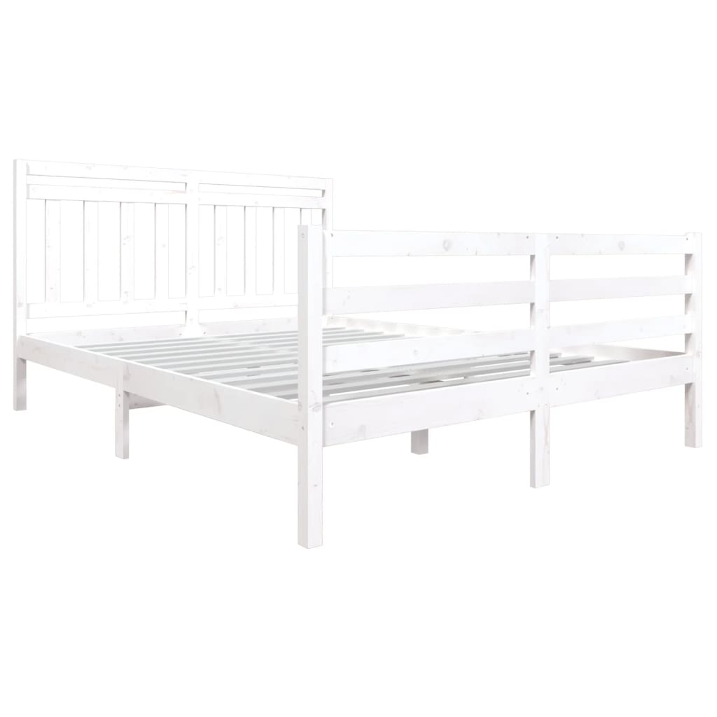 

vidaXL Bedframe massief hout wit 150x200 cm 5FT King Size