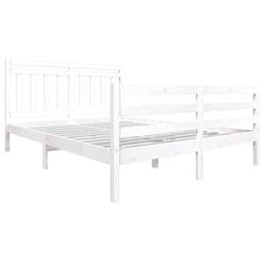 vidaXL Karyola Beyaz 150x200 cm King Size Masif Ahşap