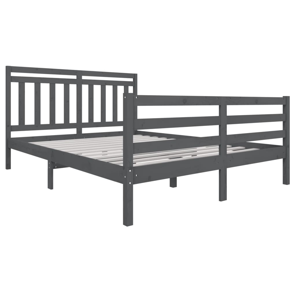 vidaXL Estrutura de cama 160x200 cm madeira maciça cinzento