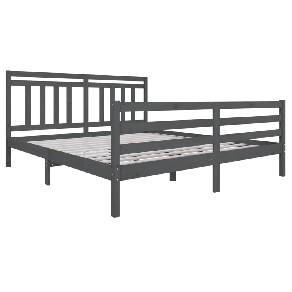 vidaXL Bed Frame Grey 180x200 cm Super King Size Solid Wood