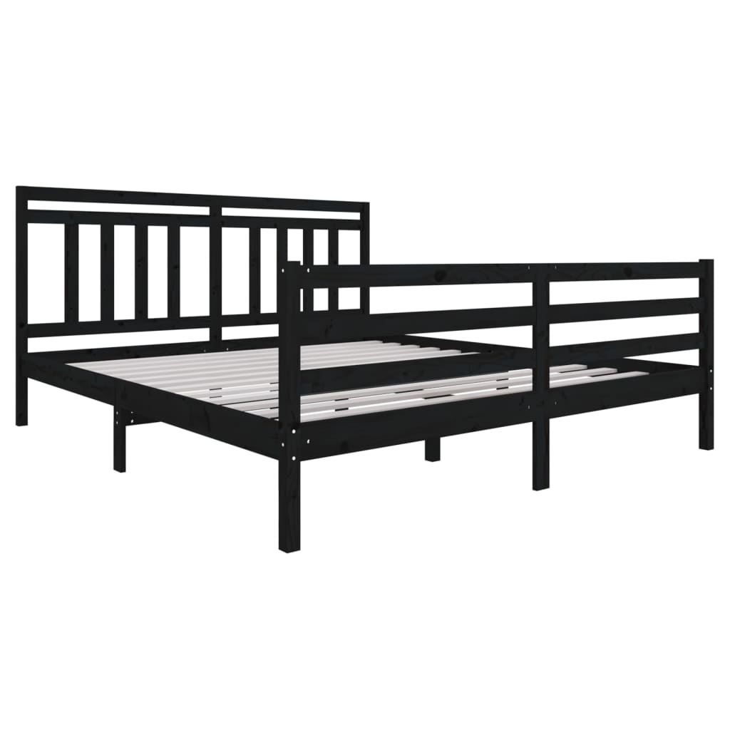 

vidaXL Bedframe massief hout zwart 180x200 cm 6FT Super King