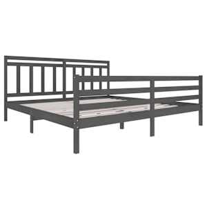 Rám postele šedý masivní dřevo 200 x 200 cm - obrázek 3