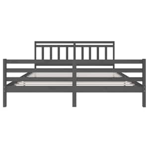 Rám postele šedý masivní dřevo 200 x 200 cm - obrázek 4