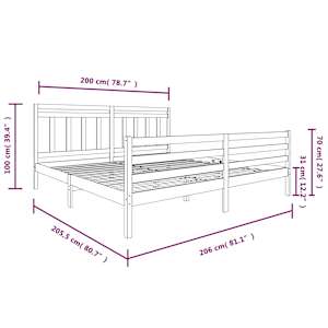 Rám postele šedý masivní dřevo 200 x 200 cm - obrázek 7