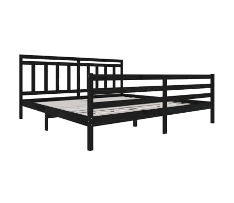 vidaXL Bed Frame without Mattress Black Solid Wood 200x200 cm (810454+814118)