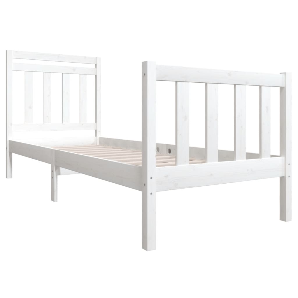 

vidaXL Bedframe massief hout wit 75x190 cm 2FT6 Small Single