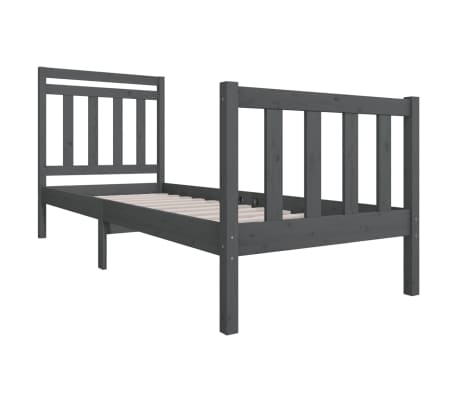 vidaXL Bed Frame Grey 75x190 cm Small Single Solid Wood