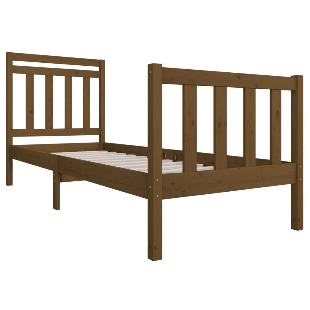 

vidaXL Bedframe massief hout honingbruin 75x190 cm 2FT6 Small Single